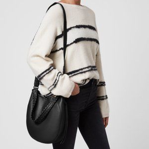 Allsaints Ada Leather Hobo Bag Black